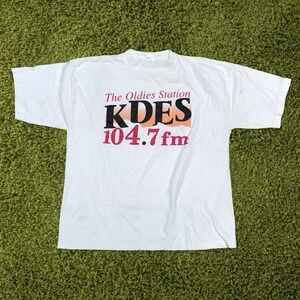 Vintage KDES 104.7 FM The Oldies Station T-Shirt Men's Size XL White Radio Promo